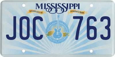MS license plate JOC763