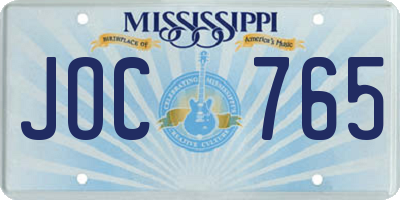 MS license plate JOC765