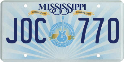 MS license plate JOC770