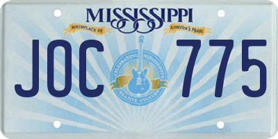 MS license plate JOC775