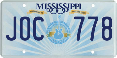 MS license plate JOC778