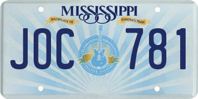 MS license plate JOC781