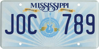 MS license plate JOC789