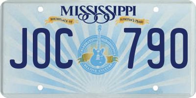 MS license plate JOC790