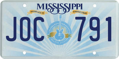 MS license plate JOC791