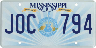 MS license plate JOC794