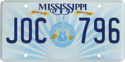 MS license plate JOC796
