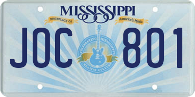 MS license plate JOC801