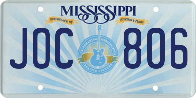 MS license plate JOC806
