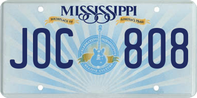 MS license plate JOC808