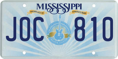MS license plate JOC810