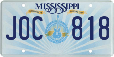 MS license plate JOC818