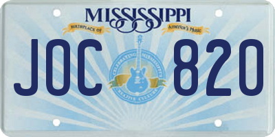 MS license plate JOC820