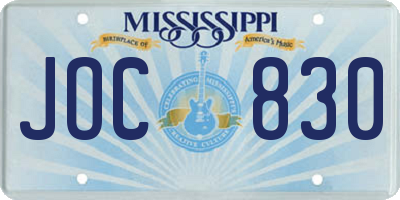 MS license plate JOC830
