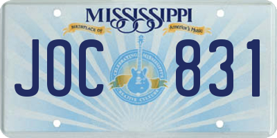MS license plate JOC831