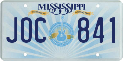 MS license plate JOC841