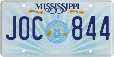 MS license plate JOC844
