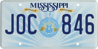 MS license plate JOC846