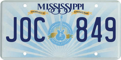 MS license plate JOC849