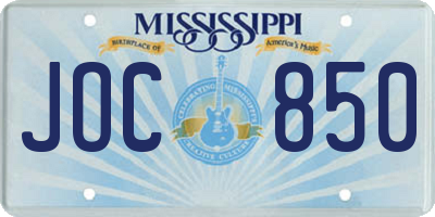 MS license plate JOC850