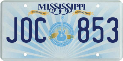 MS license plate JOC853