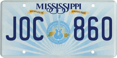 MS license plate JOC860