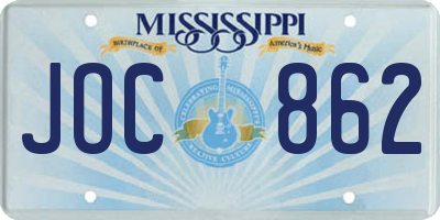 MS license plate JOC862