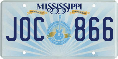 MS license plate JOC866