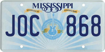 MS license plate JOC868