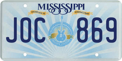 MS license plate JOC869