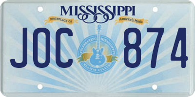 MS license plate JOC874