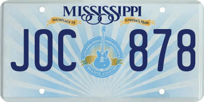 MS license plate JOC878