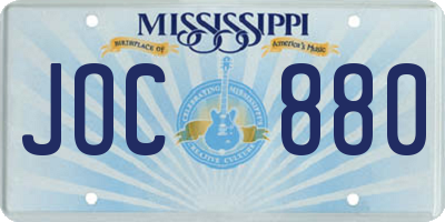 MS license plate JOC880