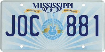 MS license plate JOC881