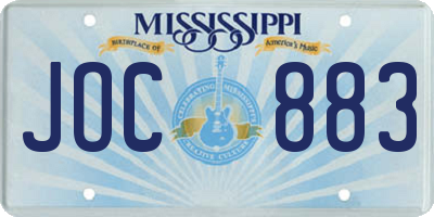 MS license plate JOC883