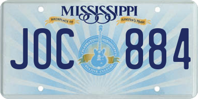 MS license plate JOC884