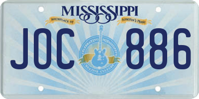 MS license plate JOC886