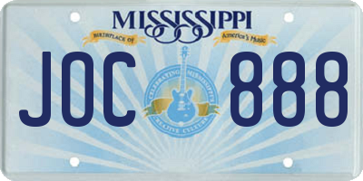 MS license plate JOC888