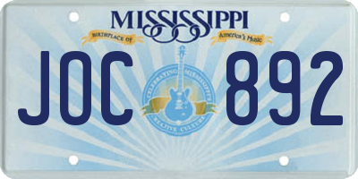 MS license plate JOC892