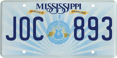 MS license plate JOC893