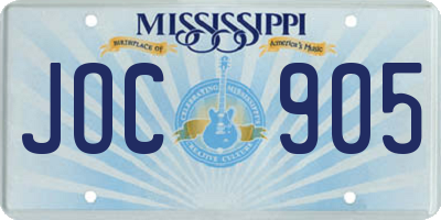 MS license plate JOC905