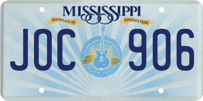 MS license plate JOC906