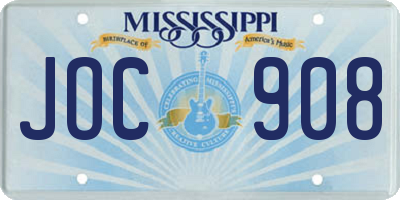 MS license plate JOC908