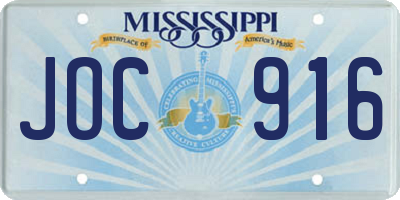 MS license plate JOC916