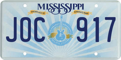 MS license plate JOC917