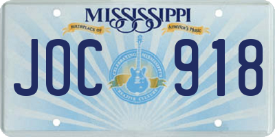 MS license plate JOC918
