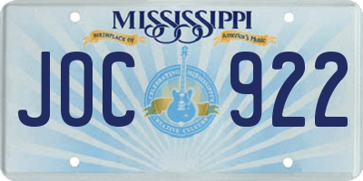 MS license plate JOC922