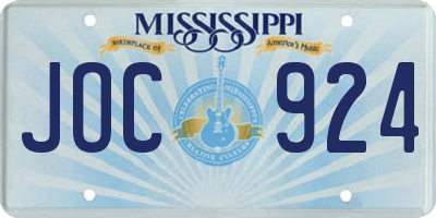 MS license plate JOC924