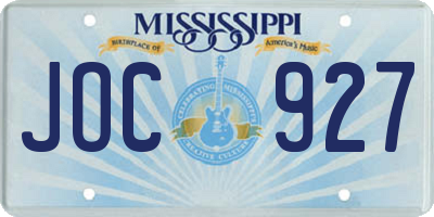 MS license plate JOC927