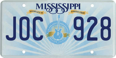 MS license plate JOC928